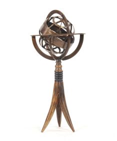 5.5" X 5.5" X 12" Brass Armillary On Horn Stand