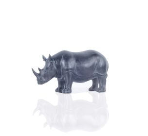 Burnished Bronze And Black Rhinoceros Statue