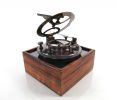 5" X 5" X 4" Sundial Compass In Wood Box  Large