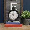 Vintage Look Black And White Metal Table Clock