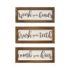 Set Of Three Bathroom Rules Wood Framed Wall Art