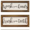 Set Of Three Bathroom Rules Wood Framed Wall Art