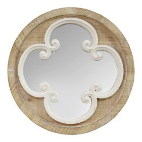 Coastal Whitewash Scrollwork Wall Mirror