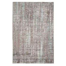 4' X 6' Gray and Aqua Abstract Stripes Power Loom Area Rug