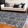 9' X 13' Grey Teal Machine Woven Space Dyed Honeycomb Indoor Area Rug