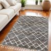 5' X 8' Mocha Geometric Abstract Diamonds Indoor Area Rug