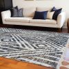 9' X 13' Grey Ivory Machine Woven Space Dyed Geometric Bohemian Indoor Area Rug