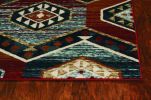 3' X 5' Red Machine Woven Honeycomb Lodge Indoor Area Rug