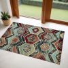 3' X 5' Red Machine Woven Honeycomb Lodge Indoor Area Rug