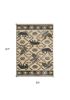 3' X 5' Ivory and Blue Woodland Lodge Area Rug