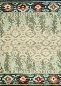 5' X 8' Ivory Machine Woven Pinegrove Lodge Indoor Area Rug