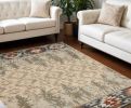 9' X 12' Ivory Beige and Gray Woodland Lodge Area Rug