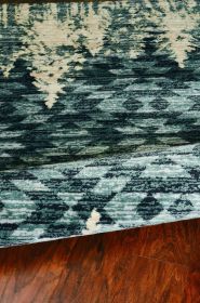 5' X 8' Slate Blue Winter Pine Trees Area Rug