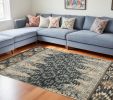 9' X 12' Slate Blue Machine Woven Pinegrove Lodge Indoor Area Rug