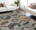 9' X 12' Blue and Beige Area Rug