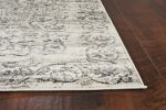 10' X 13' Ivory Grey Machine Woven Distressed Floral Traditional Indoor Area Rug