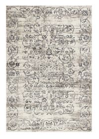 10' X 13' Ivory Grey Machine Woven Distressed Floral Traditional Indoor Area Rug