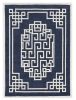 8' X 10' Navy Blue Ivory Hand Tufted Greek Key Medallion Indoor Area Rug