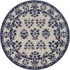 8' Blue Round Hand Tufted Area Rug With UV Protection