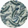 3' X 4' Grey Blue Hand Tufted Tropical Leaves Indoor Area Rug