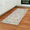 8' Ivory Hand Tufted Space Dyed Floral Traditional Indoor Runner Rug