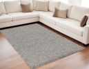 5' X 7' Grey Floral Vines Wool Indoor Area Rug