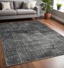 5' X 8' Grey Machine Woven Abstract Scratch Indoor Area Rug