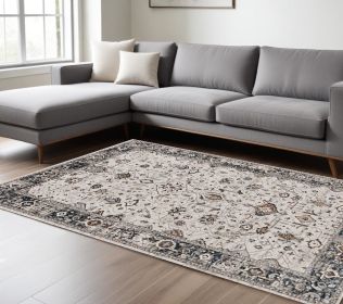 6' X 9' Gray and Ivory Area Rug