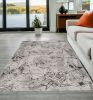 5' X 8' Ivory Grey Machine Woven Abstract Vermicular Indoor Area Rug