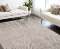 10' X 13' Ivory Grey Machine Woven Geometric Lines Indoor Area Rug