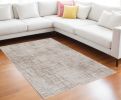 8' X 11' Natural Beige Machine Woven Scratch Indoor Area Rug