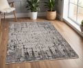 4' X 6' Ivory Grey Machine Woven Shrank Abstract Industrial Style Indoor Area Rug