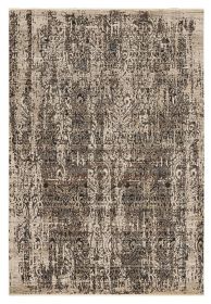 4' X 6' Grey Machine Woven Shrank Distressed Traditional Design Indoor Area Rug