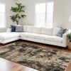 106 X 158 Ivory Or Charcoal Polyester Rug