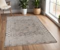 4' X 6' Beige Machine Woven Shrank Abstract Lines Design Indoor Area Rug