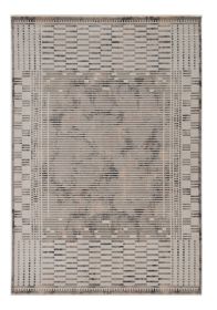 4' X 6' Beige Machine Woven Shrank Abstract Lines Design Indoor Area Rug