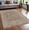 5' X 8' Natural Brown Machine Woven Abstract Lines Indoor Area Rug