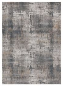 7' X 10' Ivory Grey Machine Woven Abstract Scratch Indoor Area Rug