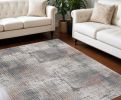 7' X 9' Grey Or Brick Abstract Design Indoor Area Rug