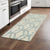 8' Silver Ivory Hand Tufted Vermicular Indoor Runner Rug