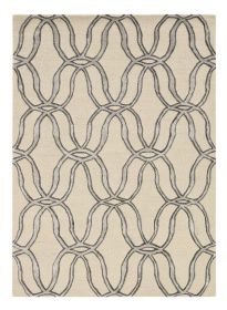 5' X 7' Silver Ivory Hand Tufted Vermicular Indoor Area Rug