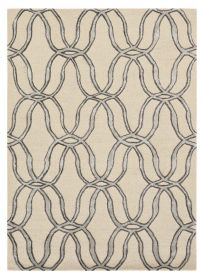 8' X 10' Silver Ivory Hand Tufted Vermicular Indoor Area Rug