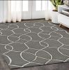 5' X 7' Charcoal Trellis Wool Indoor Area Rug