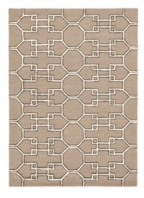 5' X 7' Mocha Geometric Pattern Wool Indoor Area Rug