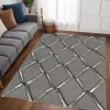 5' X 7' Charcoal Silver Hand Tufted Geometric Diamond Pattern Indoor Area Rug