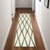 2' X 8' Cream Or Gold Geometric Diamond Wool Runner Rug