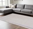 8' X 11' Ivory Silver Machine Woven Bordered Indoor Area Rug