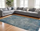 79 X 114 Silver Or  Blue Polypropylene Or Polyester Rug