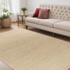 5' X 7' Ivory Hand Woven Jute And Wool Indoor Area Rug