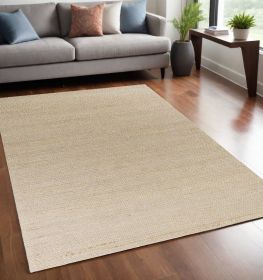 5' X 7' Grey Hand Woven Wool And Jute Indoor Area Rug